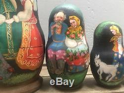 Russian Three Sisters Fairy Tale Wood Nesting Matryoshka Doll Artist Painted 97
