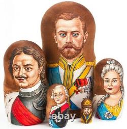 Russian Tsars Nesting Doll, Romanov, Nicholas II, Peter the Great, Catherine, 7