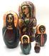 Russian Vintage Nesting Matryoshka Dolls Set Of 5 Hand Painted Religious Signed