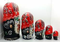 Russian Winter Troika story Hand Carved Hand Painted Nesting Doll set 7 tall
