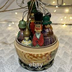 Russian Wood Fairytale Nesting Doll with 8 Christmas Tree Ornaments- Signed