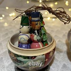 Russian Wood Winter Nesting Doll with 5 Christmas Tree Ornaments