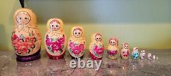 Russian Wooden 8.5 Nesting Dolls. 11 Pcs. Original Paperwork. Complete Set