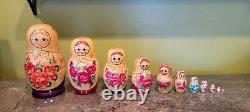 Russian Wooden 8.5 Nesting Dolls. 11 Pcs. Original Paperwork. Complete Set