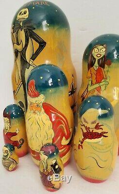 Russian Wooden Nesting Dolls 8 Matryoshka Hand-painted Artist Signed Disney Htf
