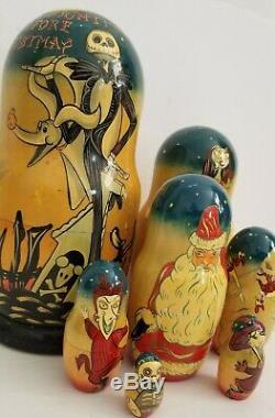 Russian Wooden Nesting Dolls 8 Matryoshka Hand-painted Artist Signed Disney Htf