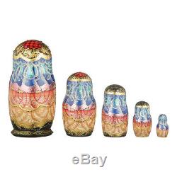 Russian Wooden Nesting Dolls hand painted Matryoshka 5 pcs Set Winter 6'' MW011