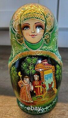 Russian dolls Nesting doll Pushkin fairy tales Wooden matryoshka 7 Piece, EUC