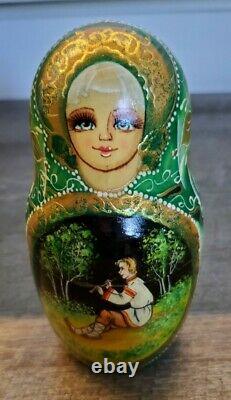 Russian dolls Nesting doll Pushkin fairy tales Wooden matryoshka 7 Piece, EUC