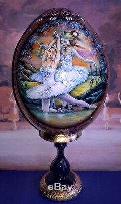 Russian egg+stand 12+7cm ballet handmade exclusive