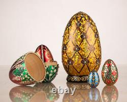 Russian faberge egg (Nesting faberge egg) Gold Faberge egg Easter nesting eggs