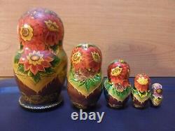 Russian handpainted Matryoshka nesting doll set of 5 fairy tale witch signed