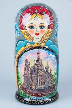 Russian matryoshka doll Saint-Petersburg handmade exclusive