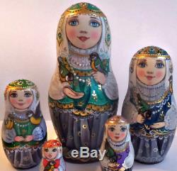 Russian matryoshka doll nesting babushka Birds handmade exclusive