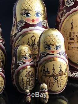 Russian matryoshka doll nesting babushka Golden Church Domes handmade exclusive