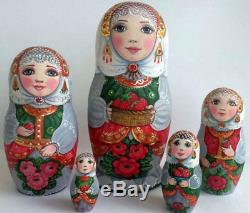Russian matryoshka doll nesting babushka Strawberry handmade exclusive