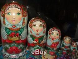 Russian matryoshka doll nesting babushka Strawberry handmade exclusive