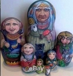 Russian matryoshka doll nesting babushka Tales Baba Yaga handmade exclusive
