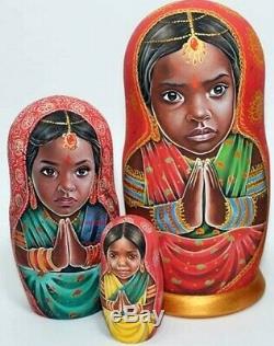 Russian matryoshka doll nesting babushka beauty Afrika handmade exclusive