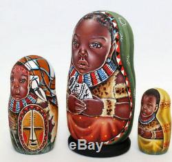 Russian matryoshka doll nesting babushka beauty Afrika handmade exclusive