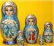 Russian Matryoshka Doll Nesting Babushka Beauty Christmas Winter Blue Handmade