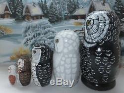 Russian matryoshka doll nesting babushka beauty Owls handmade