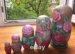 Russian matryoshka doll nesting babushka beauty Rose handmade exclusive
