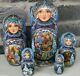 Russian Matryoshka Doll Nesting Babushka Beauty Tales Blue Handmade Exclusive
