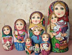 Russian matryoshka doll nesting babushka beauty animals handmade exclusive