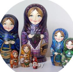 Russian matryoshka doll nesting babushka beauty berries handmade exclusive