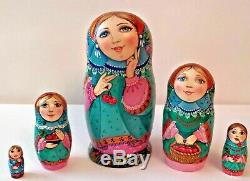 Russian matryoshka doll nesting babushka beauty berries handmade exclusive
