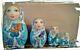 Russian Matryoshka Doll Nesting Babushka Beauty Blue Winter Handmade Exclusive