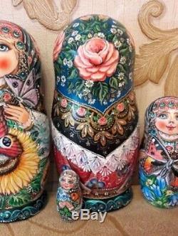 Russian matryoshka doll nesting babushka beauty butterflies handmade exclusive