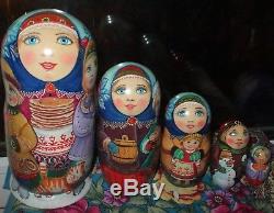 Russian matryoshka doll nesting babushka beauty carnival handmade exclusive SALE