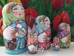Russian matryoshka doll nesting babushka beauty chicken handmade exclusive