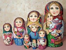 Russian matryoshka doll nesting babushka beauty girl animals handmade exclusive