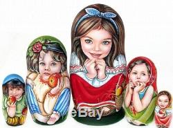 Russian matryoshka doll nesting babushka beauty girl apple handmade exclusive