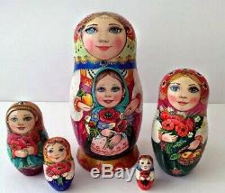 Russian matryoshka doll nesting babushka beauty girl flower handmade exclusive