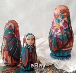 Russian matryoshka doll nesting babushka beauty girl shawl handmade exclusive