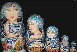 Russian matryoshka doll nesting babushka beauty girl winter handmade exclusive