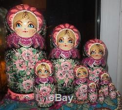 Russian matryoshka doll nesting babushka beauty handmade 10pcs
