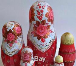 Russian matryoshka doll nesting babushka beauty red cat handmade exclusive