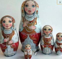 Russian matryoshka doll nesting babushka beauty red handmade exclusive