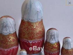 Russian matryoshka doll nesting babushka beauty red handmade exclusive