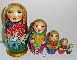 Russian matryoshka doll nesting babushka beauty rose handmade exclusive