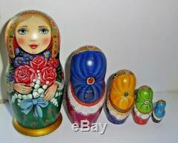 Russian matryoshka doll nesting babushka beauty rose handmade exclusive