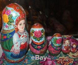 Russian matryoshka doll nesting babushka beauty samovar tea handmade exclusive