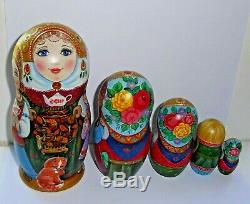 Russian matryoshka doll nesting babushka beauty samovar tea handmade exclusive