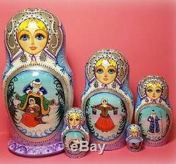 Russian matryoshka doll nesting babushka beauty winter Tales handmade