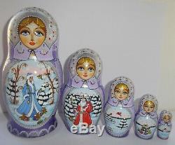 Russian matryoshka doll nesting babushka beauty winter christmas handmade